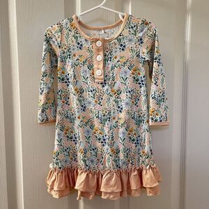 Ollie Jay Bamboo Lounge Dress Nightgown Floral Bunny Garden Easter Girls 12-18M
